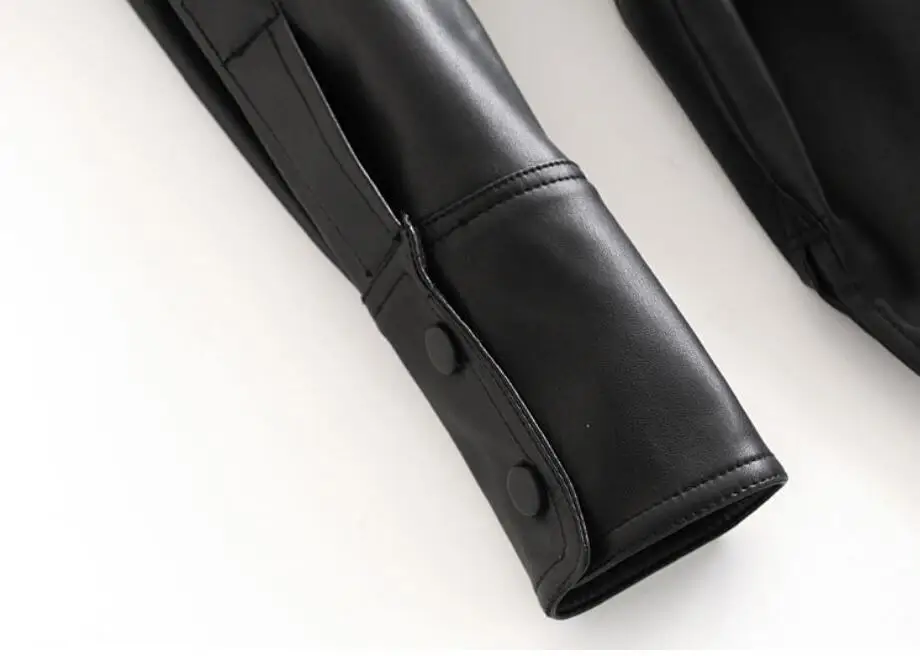 

High Imitation Leather Jacket Women Fashion PU Leather Elegant Slim Waist Belt Pockets Jacket r2365