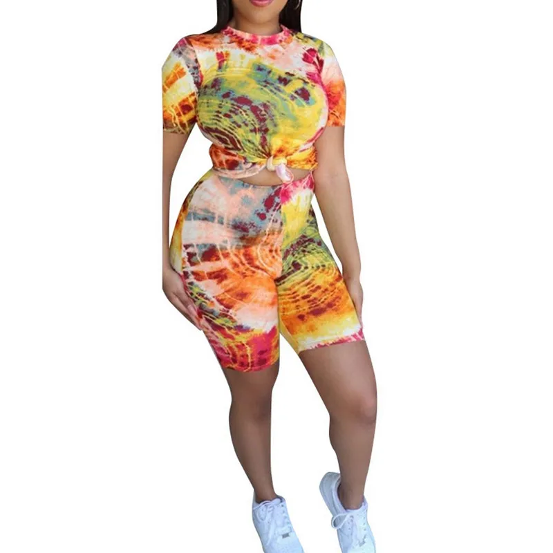 

Женская летняя облегающая футболка с коротким рукавом и принтом, 2 шт.