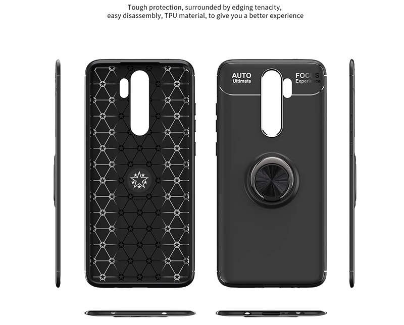 MAKAVO для Xiaomi Redmi Note 8 Pro Чехол-держатель с кольцом на палец Матовая Мягкая силиконовая задняя крышка для Xiomi Redmi Note 8 чехол для телефона