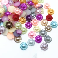 suoja 50pcslot 8mm multi colors imitation pearls half round flatback flower beads for scrapbook diy decoration
