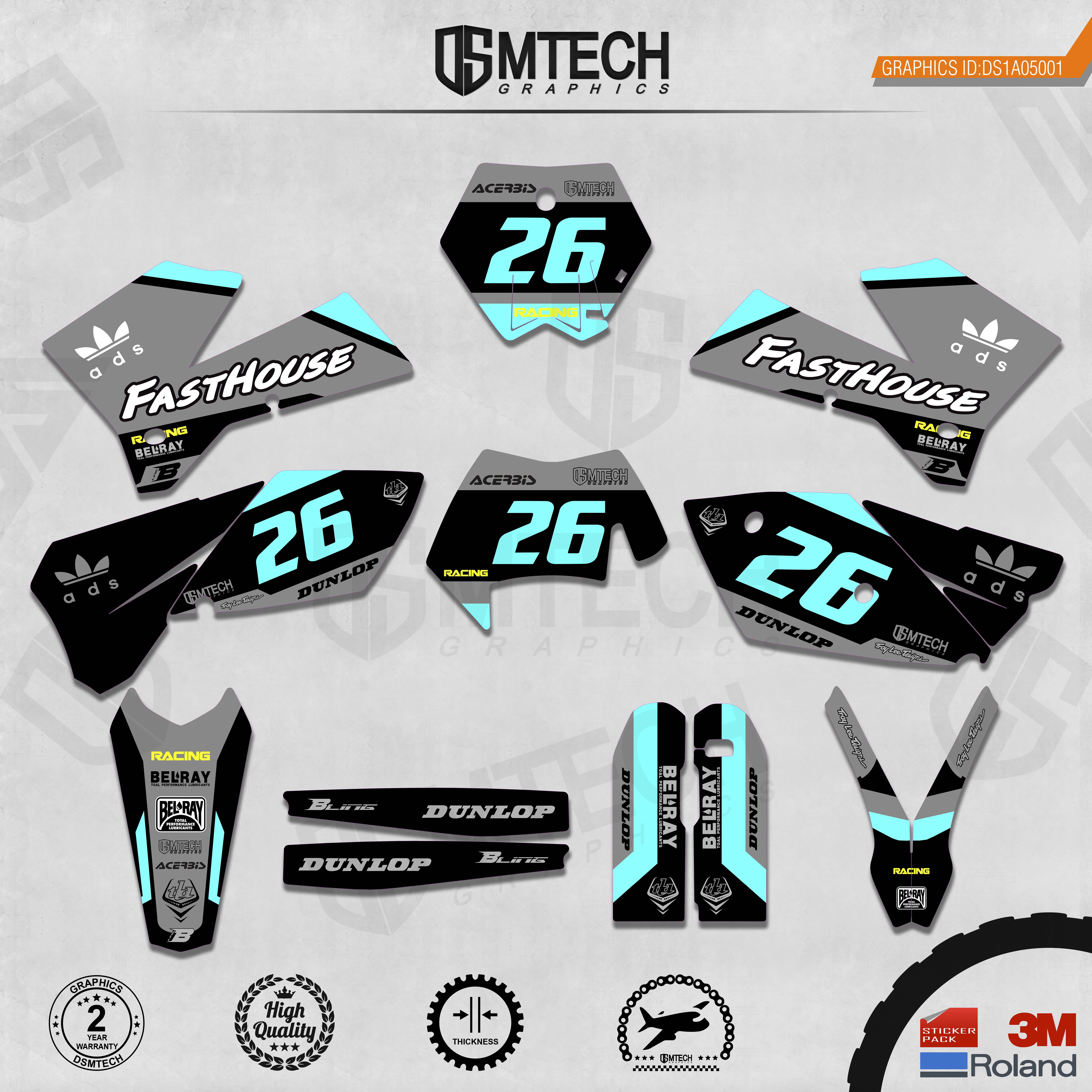 DSMTECH Customized Team Graphics Backgrounds Decals 3M Custom Stickers For 05-06SXF 06-07XCF 05-07EXC 06-07XCW  001