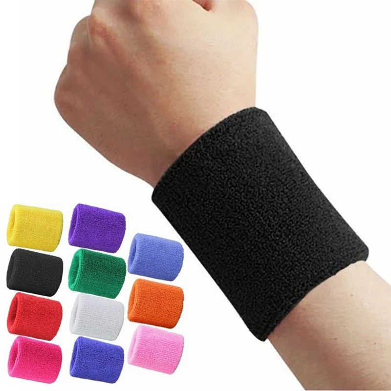 

Unisex Terry Cloth Cotton Sweatband Sports Wrist Tennis Yoga WristBand Arm Sweat Absorb Sleeve Towel Band Bracers Wrist Wrap