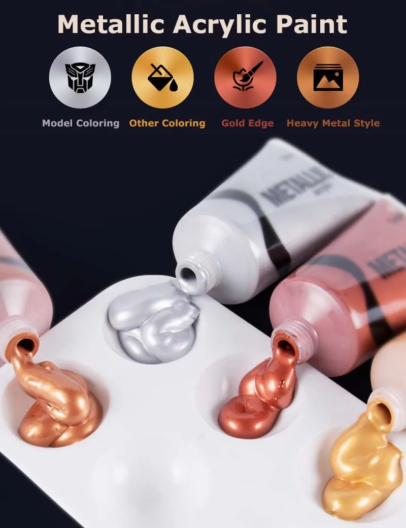 50 мл металлическая цветная акриловая краска для текстильного рисования стены