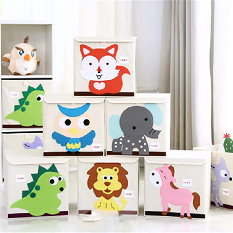 

Коробка для хранения с 3D вышивкой и мультяшными животными для детей, органайзер для игрушек, ящик для хранения нижнего белья, книжный органа...
