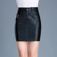 woman spring plus size leather skirts autumn oversize leather pencil skirt stretch pu slim jupe above knee pu skinny falda skirt