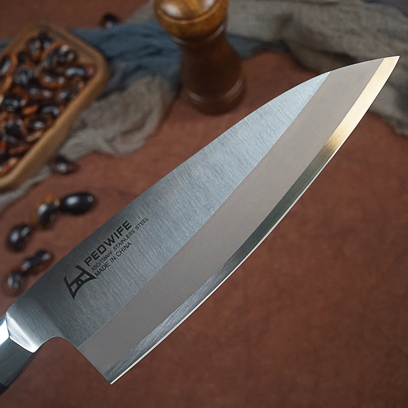 PEDWIFE 180MM Deba knife Stainless Steel Fish Head Knife Sushi Salmon knives Japanese Kitchen with Scabbard Cooking Tools | Дом и сад