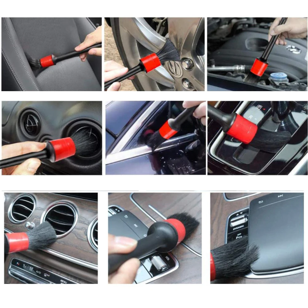 

10 PCS Auto Detailing Brush Set for Cleaning Wheels 5 pcs Premium Detail Brush 3 pcs Wire Brush and 2 pcs Air Conditioner Brush