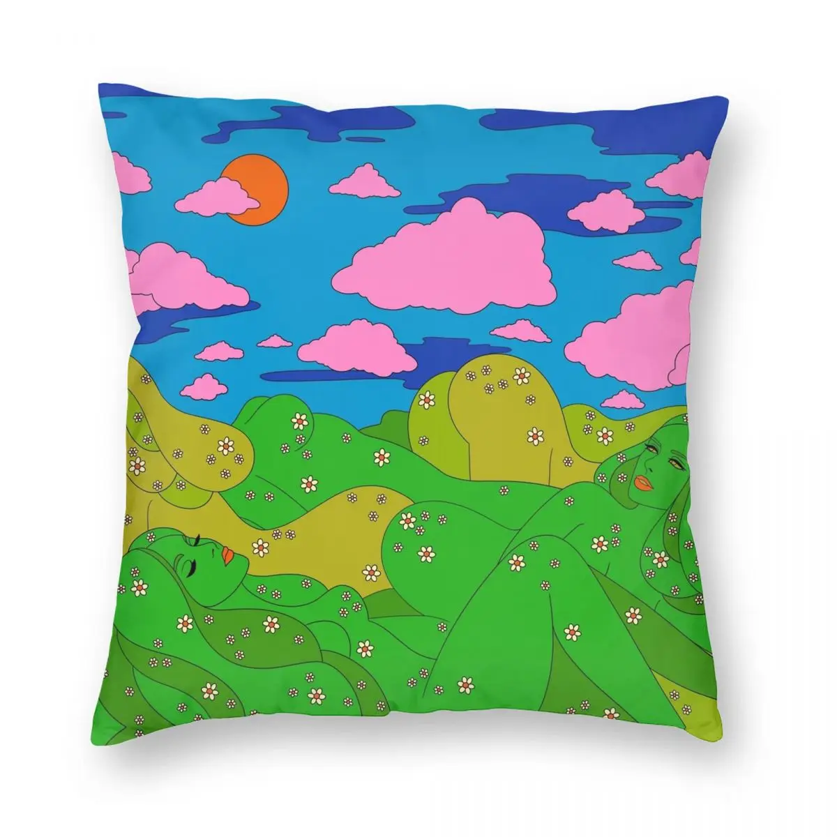 

Miss Mountains Square Pillowcase Polyester Linen Velvet Pattern Zip Decorative Throw Pillow Case Car Cushion Case