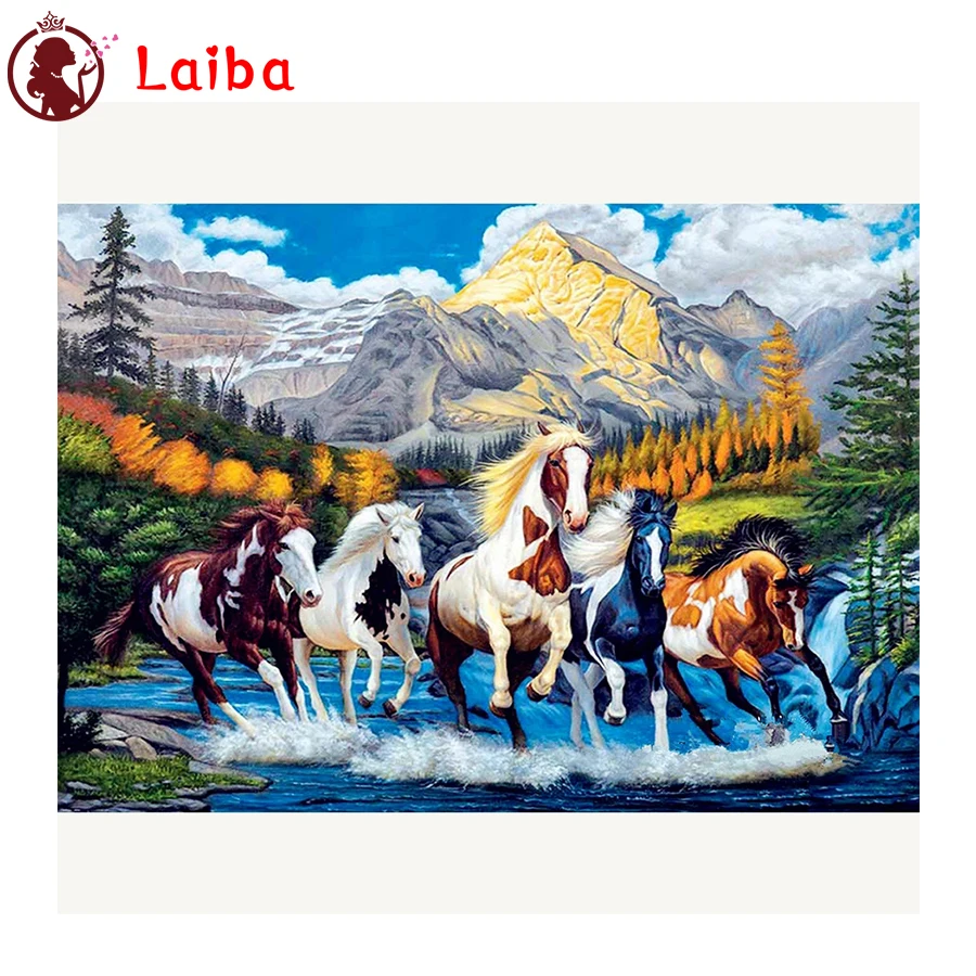 

Алмазная живопись «сделай сам», абстрактное животное, бегущая лошадь, полная выкладка, наборы для вышивки крестиком, мозаика, подарок ручно...