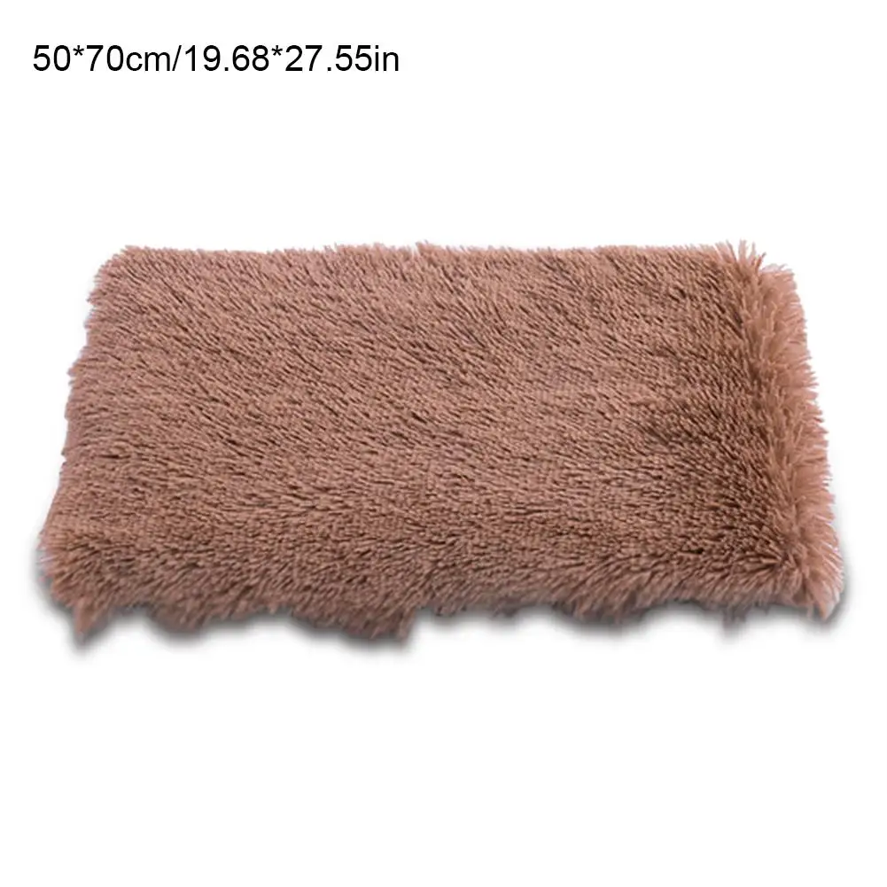 Khaki Pet Long Plush Bed Dog Cat Blankets Fluffy Mats Soft Thin Covers For Large Dogs Solid Cats Mattress Blanket - Цвет: Khaki