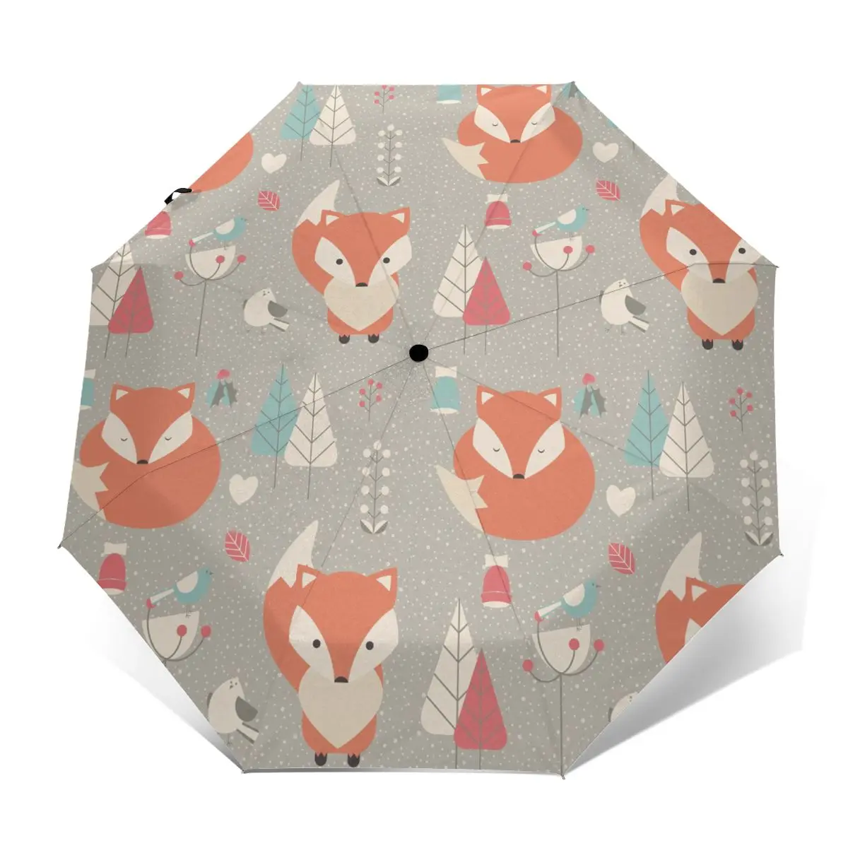 Автоматический зонт с рисунком лисы тройного сложения Зонт от дождя для мужчин и