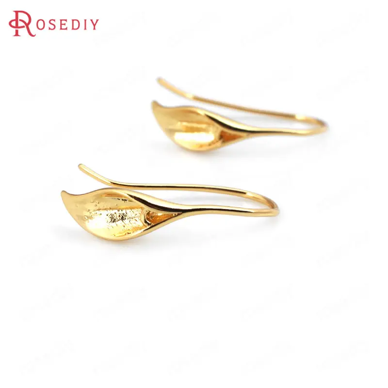 24K Gold Color 10 штук 25*11 мм Калла цветок медные серьги крючок Настоящее 24K позолоченные/античный серебряный цвет Diy фурнитура(JM4779 - Цвет: 24K Gold Color