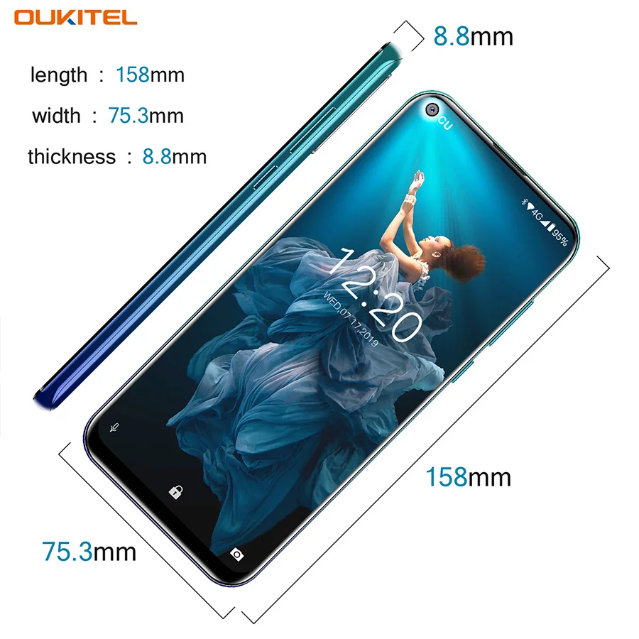 OUKITEL C17 Pro 6,35 ''Android 9,0 19:9 MT6763 4 Гб 64 Гб Смартфон Face ID Octa Core 3900 мАч Тройная камера 4G мобильный телефон