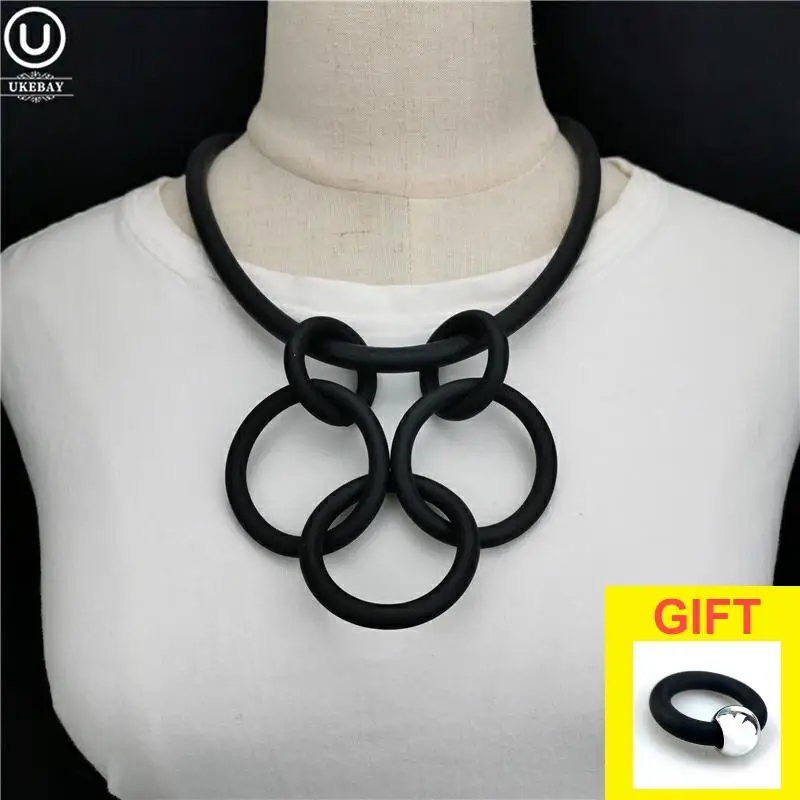 

UKEBAY New Simple Geometric Pendant Necklace Statement Choker Necklaces Women Fashion Handmade Jewelry Rubber Accessories Gothic