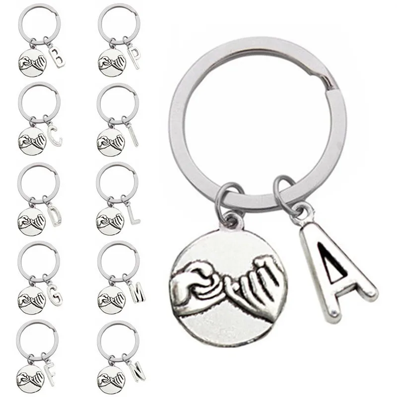 Новый стиль древний серебряный крючок мизинец 26 английская буква Шарм брелок