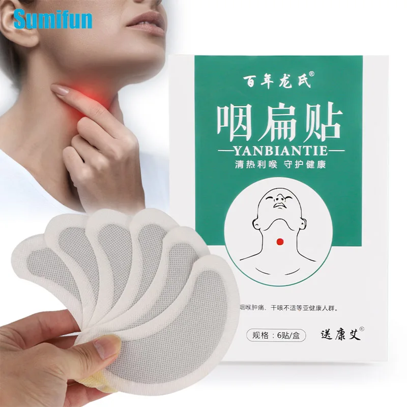

6Pcs/Box Sore Throat Treatment Patch Chronic Pharyngitis Cough Relieve Throat Dry Itchy Herbal Medical Plaster Body Health Care