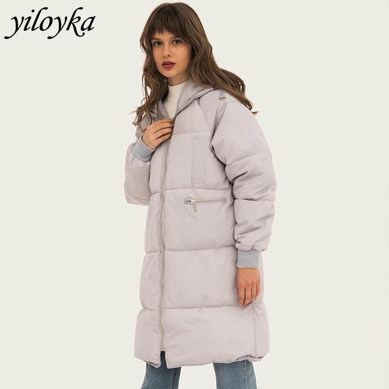 Зимняя женская куртка длинная теплая плотная парка с хлопковой подкладкой и
