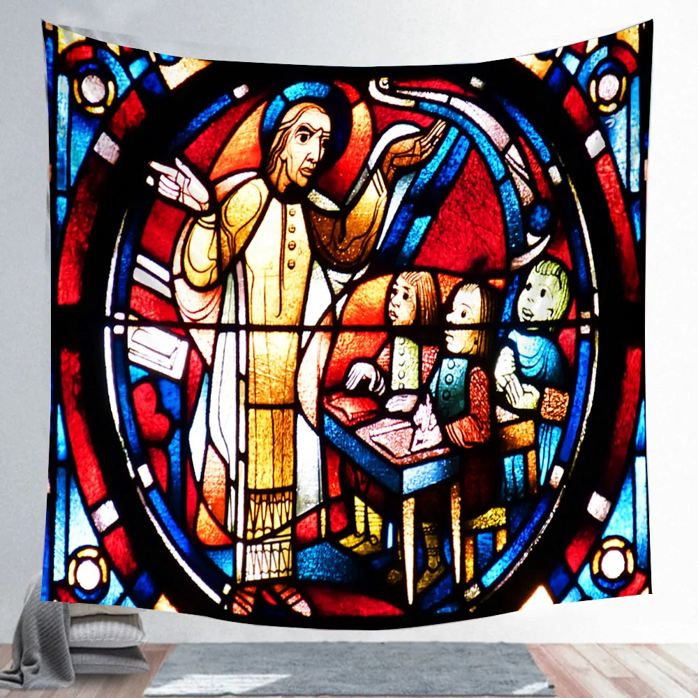 Цветной индийский гобелен с мандалой Настенный декор Христом Иисусом религия