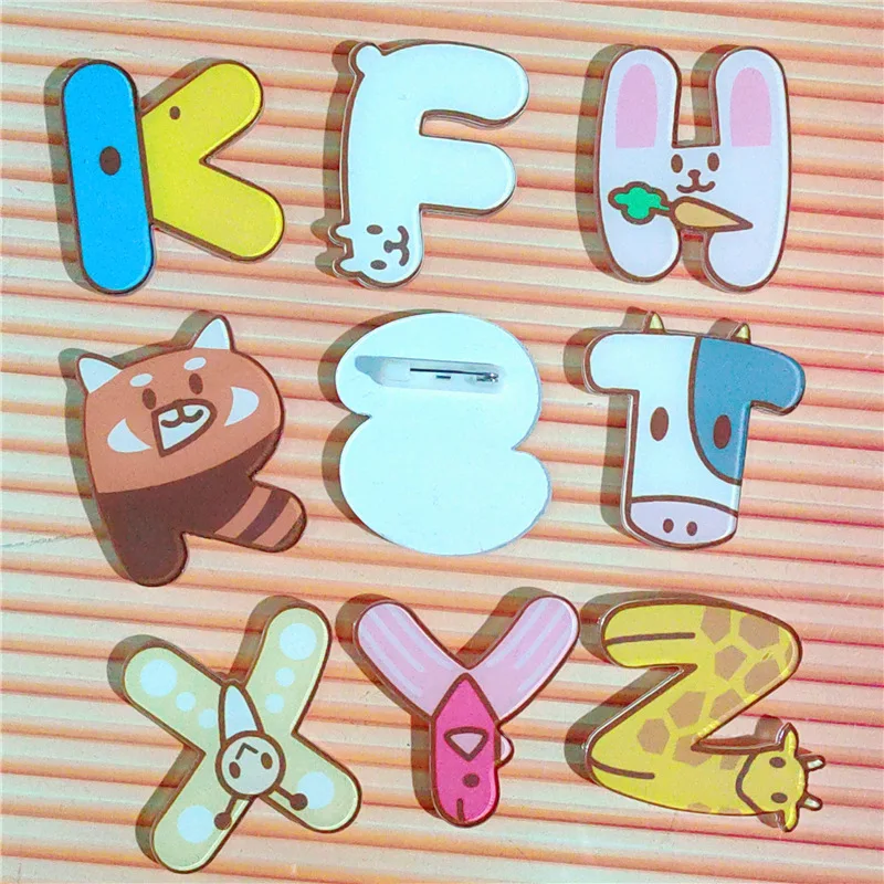 

Kawaii A-Z Alphabet Brooch Pins For Girls Kids Sweet Cute Animal Badge Backpack Bags Clothes Fashion Jewelry Accessories Gifts