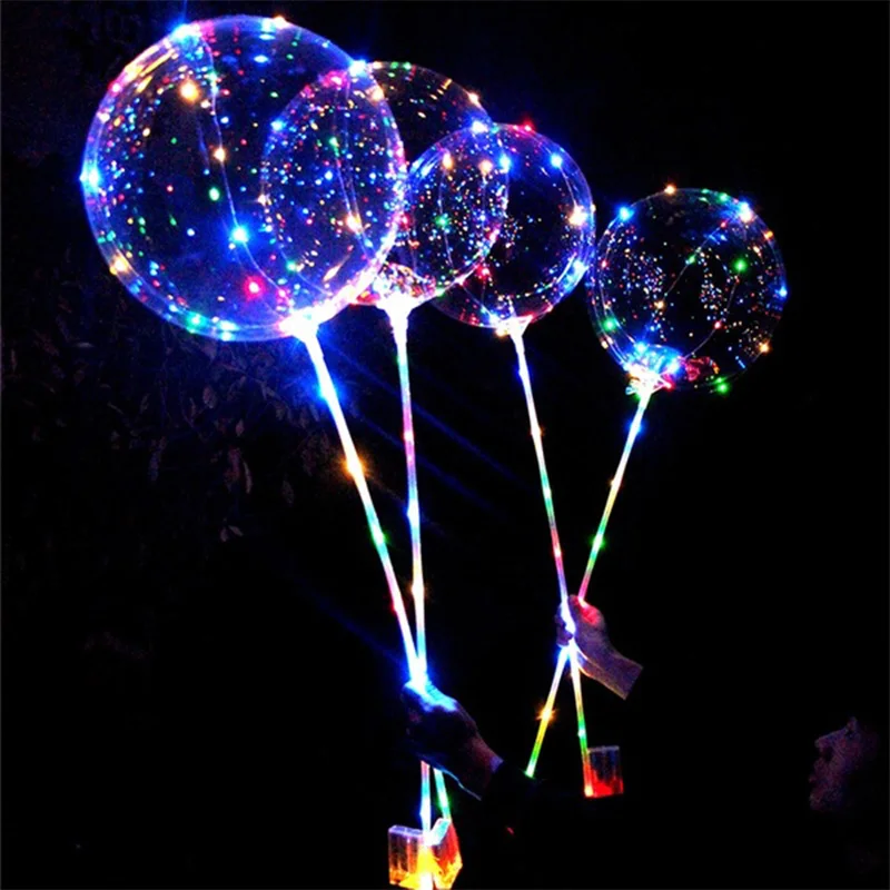 

20inch Luminous Bobo Balloon Handle Transparent Led Unicorn Light Ballon Kids Birthday Party Supplies Boy Toys Globos