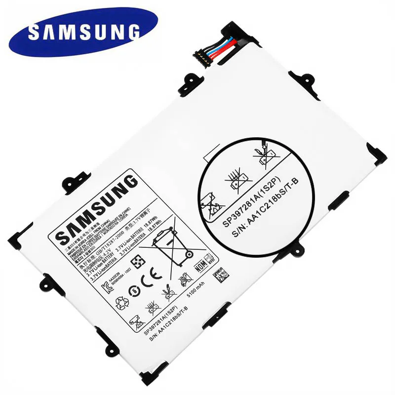 Оригинальный аккумулятор SAMSUNG 5100 мАч для Samsung GALAXY Tab 10. 0 P6800 P6810 GT SP397281A(1S2P)