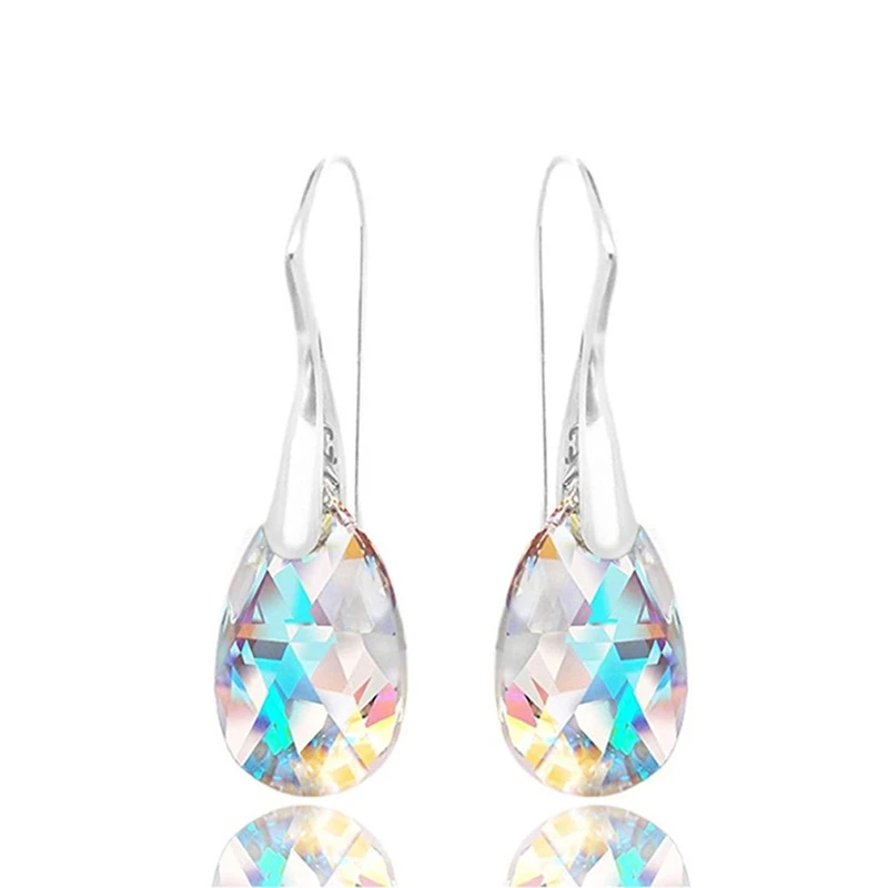 Женские серьги в форме капли воды стиле бохо с радужным цирконом кристаллами