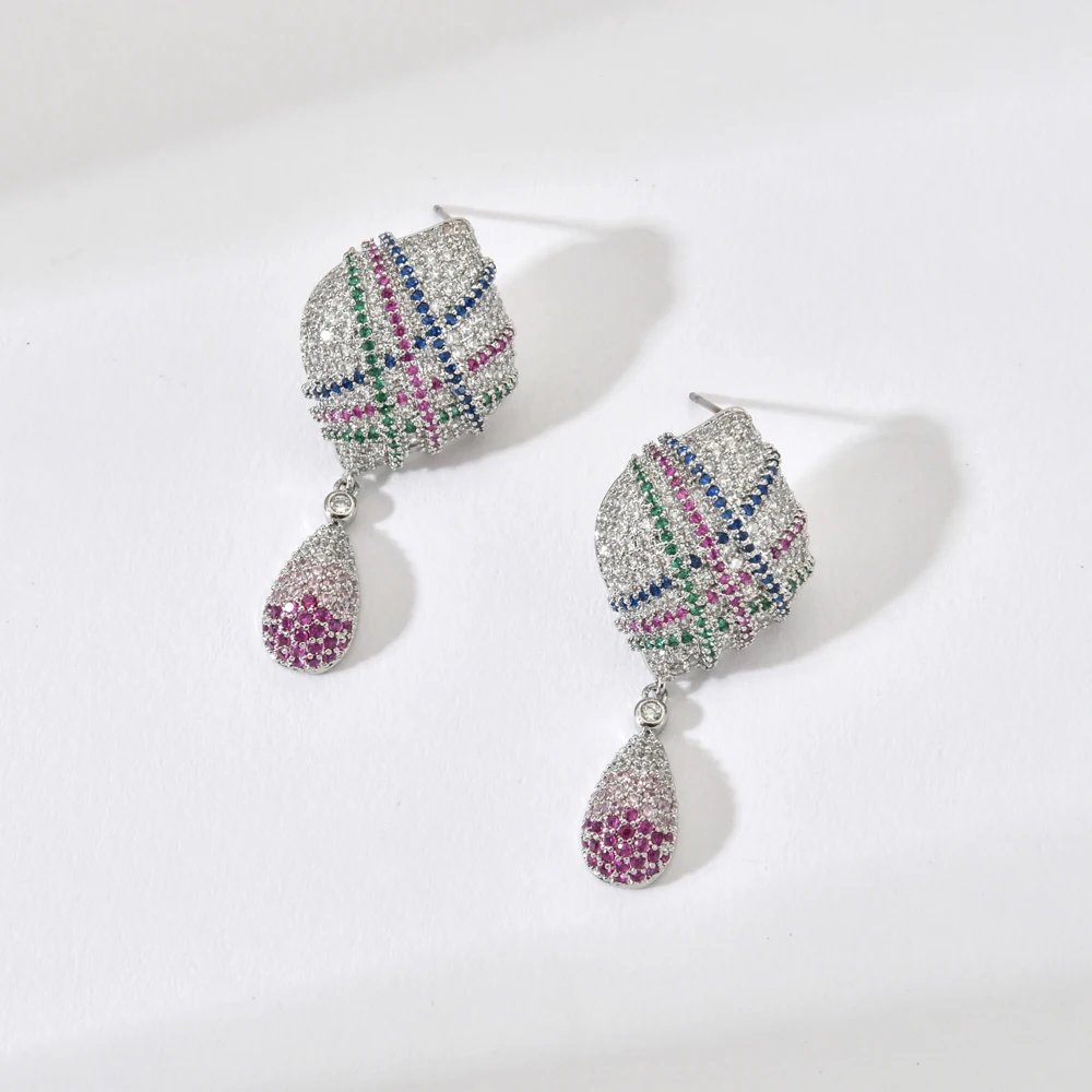 Europäische und amerikanishe Mode Luxus farbige Diamant Quaste Zirkon ohr-1 Frauen / Mädchen modesmodeschmuck Geschenke | Украшения и