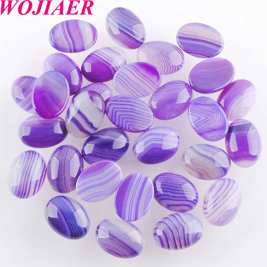 

WOJIAER Natural Purple Agates Gem Stones Oval Cabochon CAB No Hole 13x18x6MM For Making Jewelry 50PCS PU8033