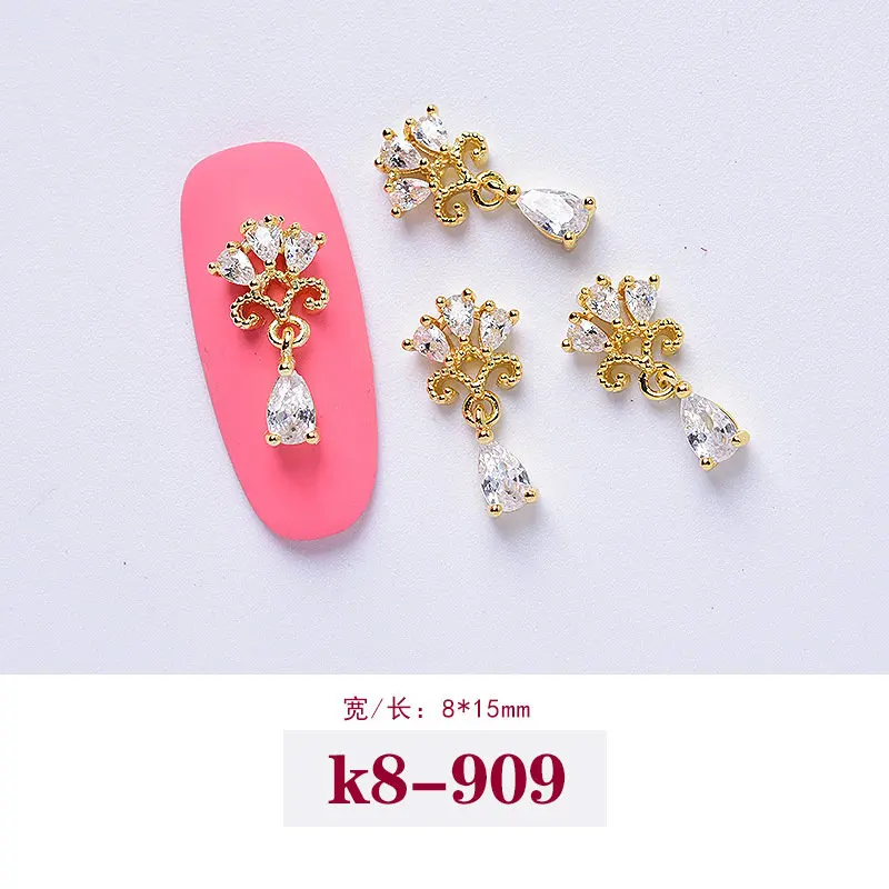 K8-909 5 шт 3D Звезды Луна бабочка кулон циркон дизайн ногтей ювелирные изделия японские Ногти украшения Циркон Кристалл Маникюр алмазные подвески - Цвет: K8-909