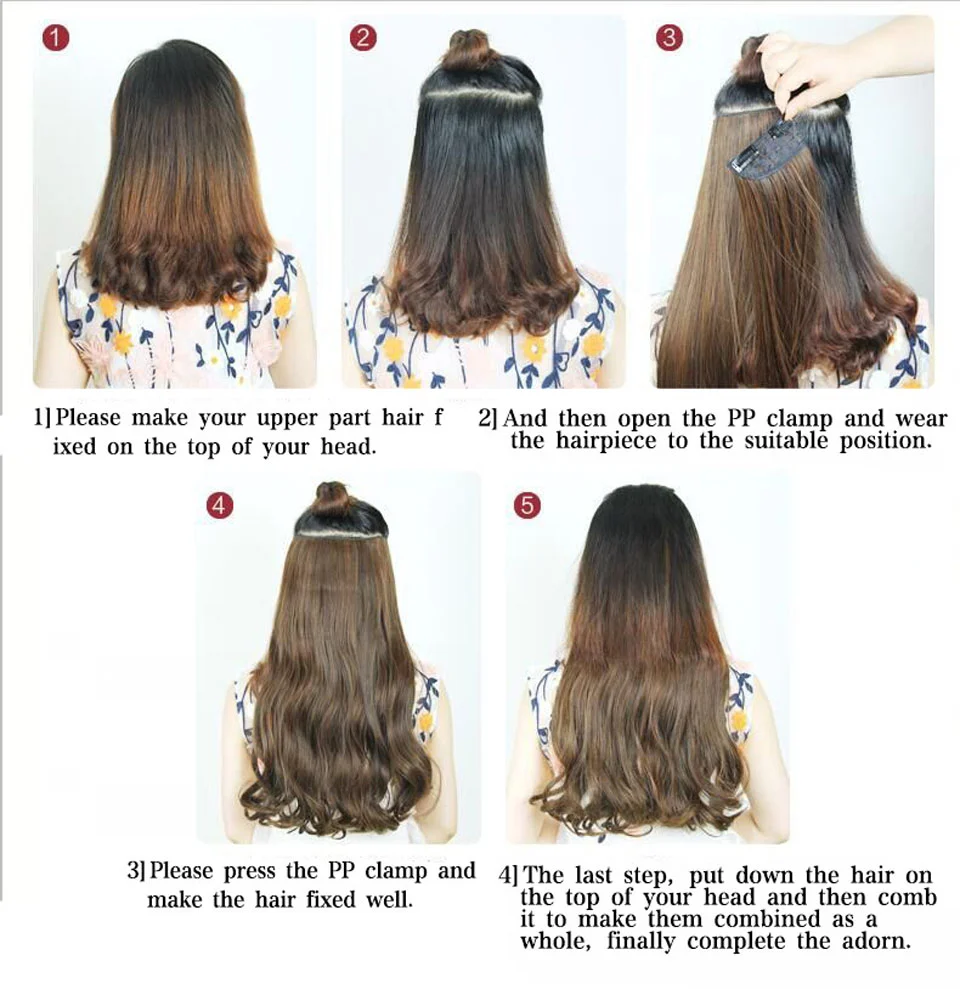 

AISIBEAUTY 16 Clips/Set Hairpin Hair Extensions Synthetic Long Straight Clips in Hair Extensions for Women Omber Blonde Brown