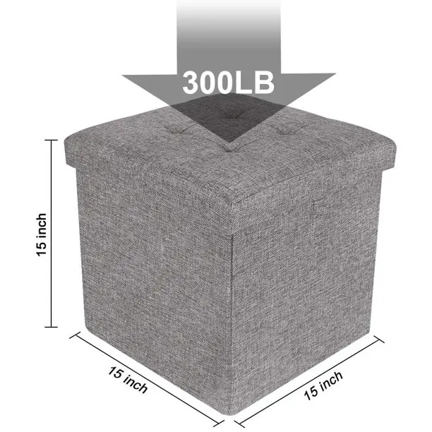 

38x38x38cm Storage Square Folding Ottoman Seat Stool Bench Box Small Sofa Footrest Living Room Furniture Chair Foot Stool