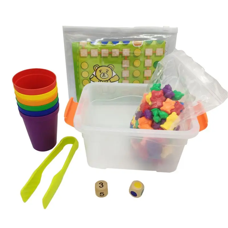 

Perfect Counting Bears With Stacking Cups Set - Montessori Rainbow Matching Game