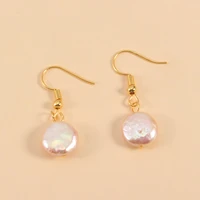 women earrings pearl earrings gold color button shape natural pearl earrings sweet surprise birthday gift banquet dance party