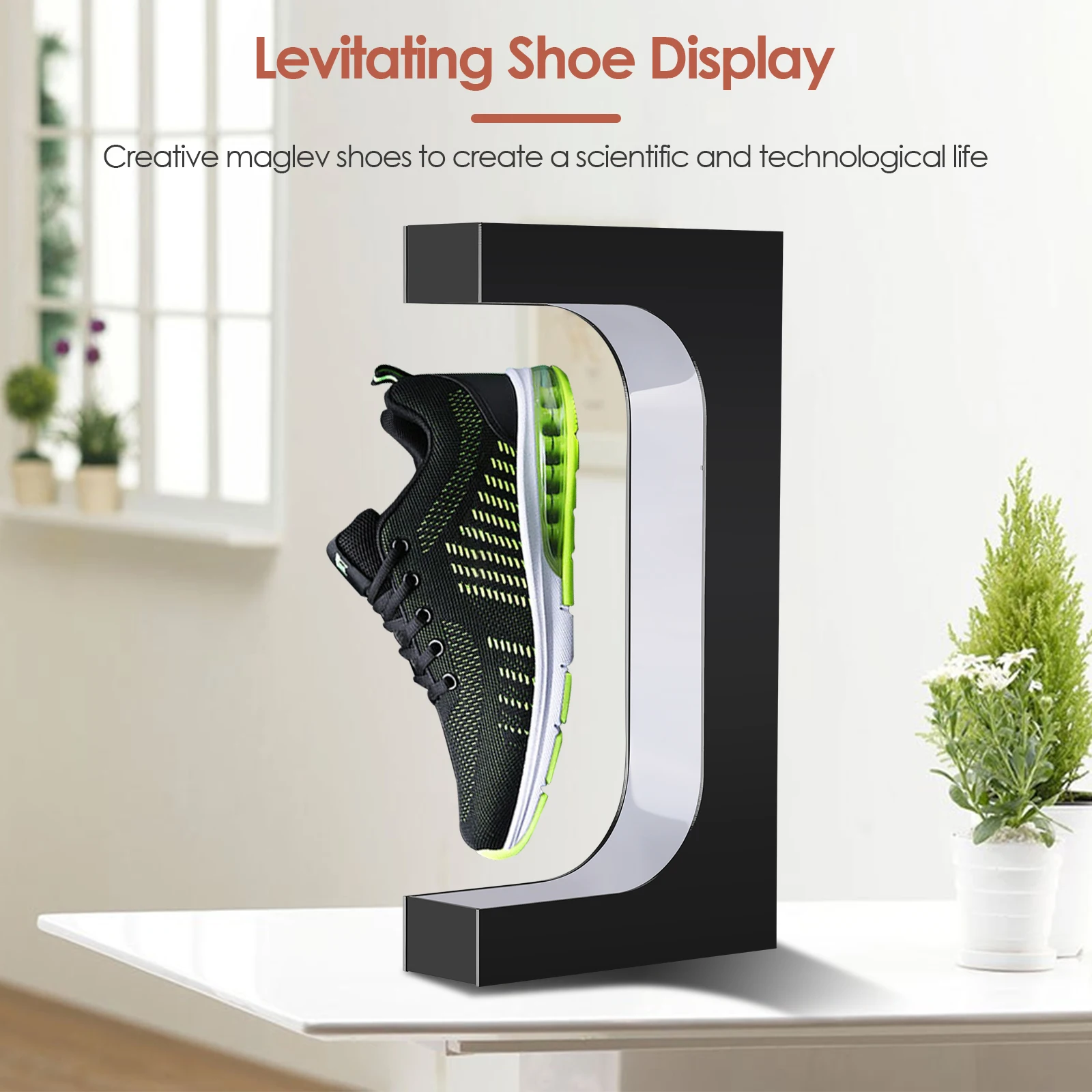 Shoe Display Rack Magnetic Levitating With Colorful Lights 360 Degree Rotation Remote Controlled | Дом и сад