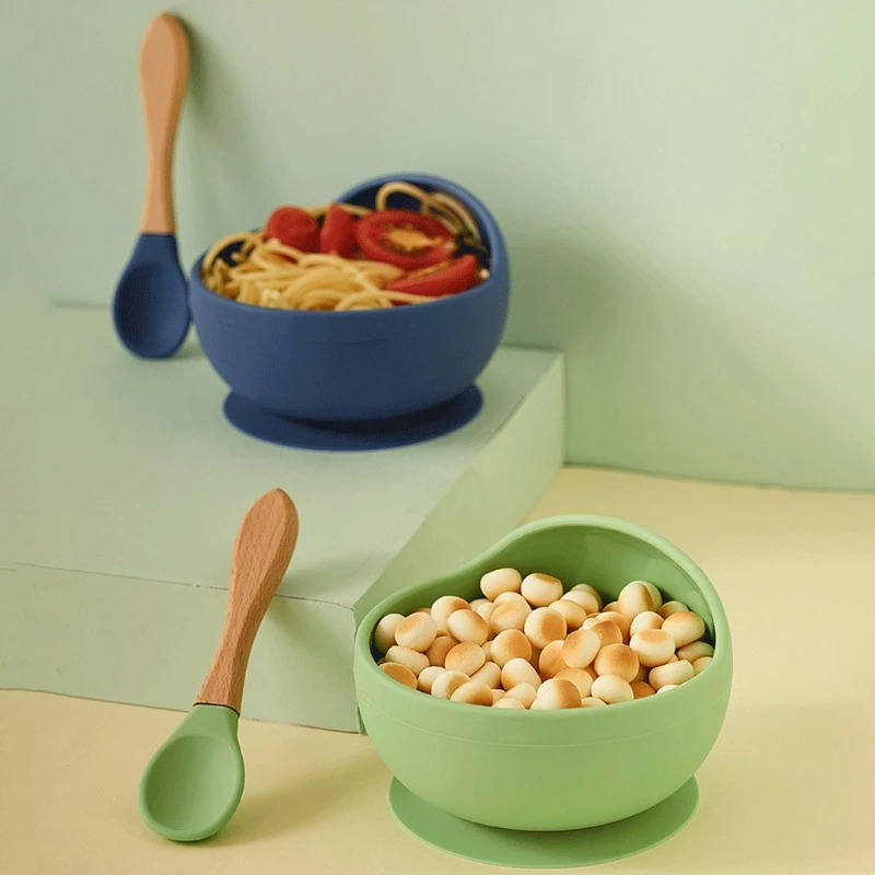 

Baby Silicone Dinner Plate Sucker Bowl with Straw Spoon Anti Slip Suction Dish