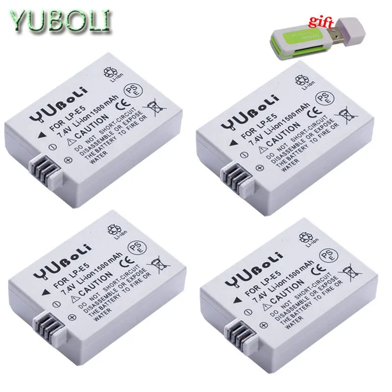 4battery 4x батарея LP-E5 LP E5 LPE5 батарея+ двойное зарядное устройство для Canon EOS 450D 500D 1000D Rebel XS XSi T1i KISS X2 X3 F SLR камера - Цвет: 4battery