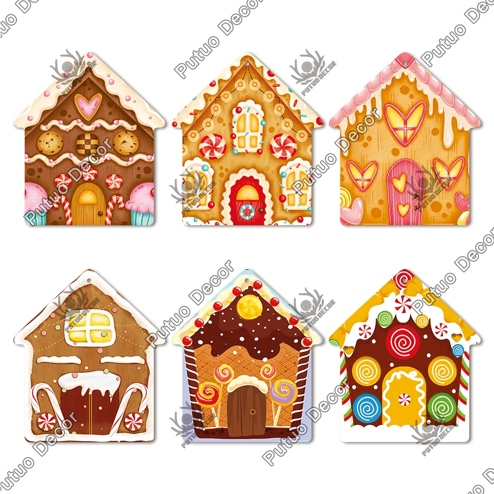 putuo decor gingerbread bakery house wood signs christmas decoration hanging sign cake wood plate for home door wall decor gifts free global shipping