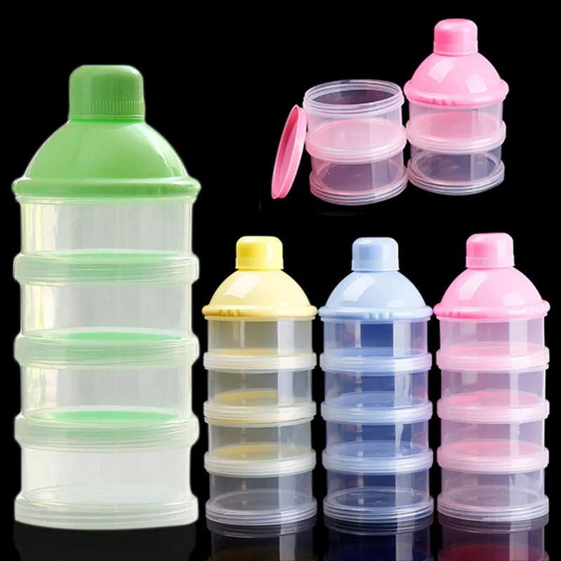 

Portable Newborn Baby Milk Powder Dispenser Travel Kids Baby Feeding 4 Layers Milk Powder Dispenser Bottle Storage Container