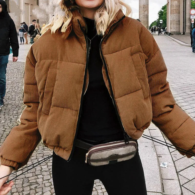 Прямая поставка Повседневная Вельветовая Толстая парка пальто зимняя теплая