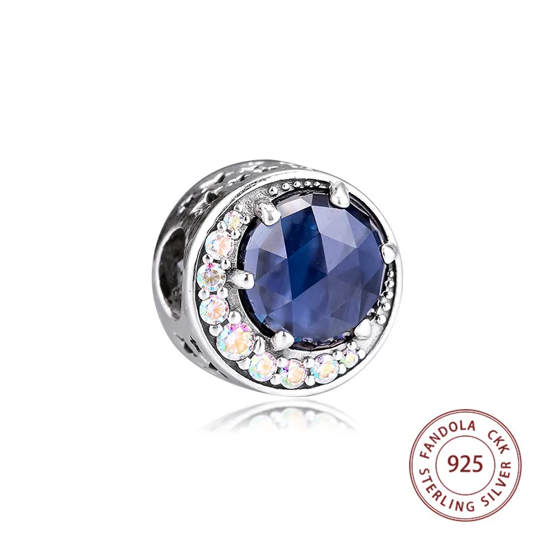 Подвески из серебра 925 пробы в виде Луны и ночи с голубым кристаллом подходят для