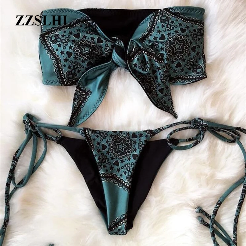 Женский купальник Wxplosion сексуальный в ретро-стиле с узлом на груди комплект из