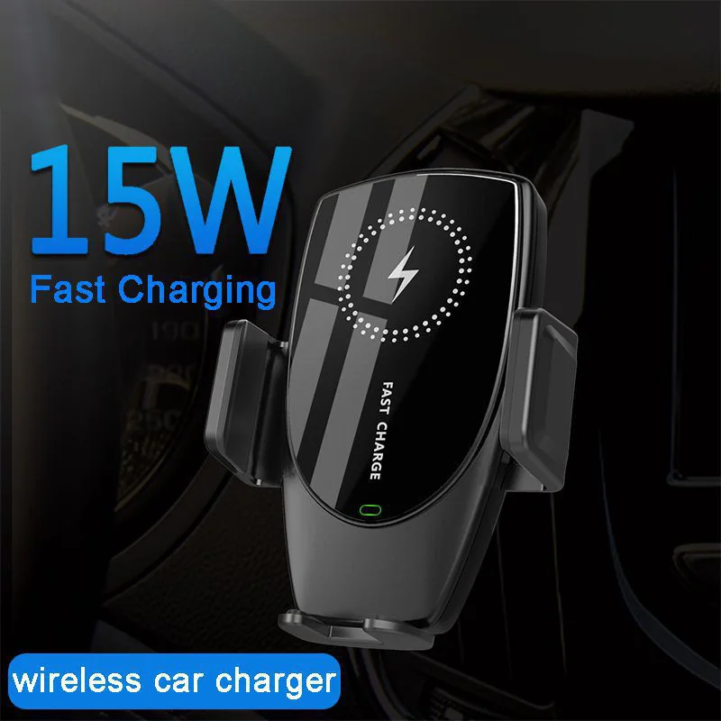 

15W Qi Wireless Car Charger Automatic Sensor Clamping Fast Charging Air Vent Mount Phone Holder for iPhone Xiaomi Samsung Huawei