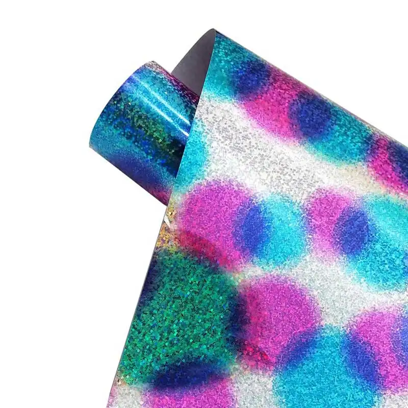 Радужная теплопроводная виниловая круглая многоголограммовая пленка железная