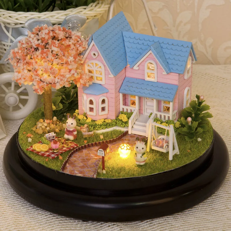 

14cm LED Glass Cherry DIY doll house furniture diy dollhouse diy doll house miniature dollhouse furniture Kit children home Toys