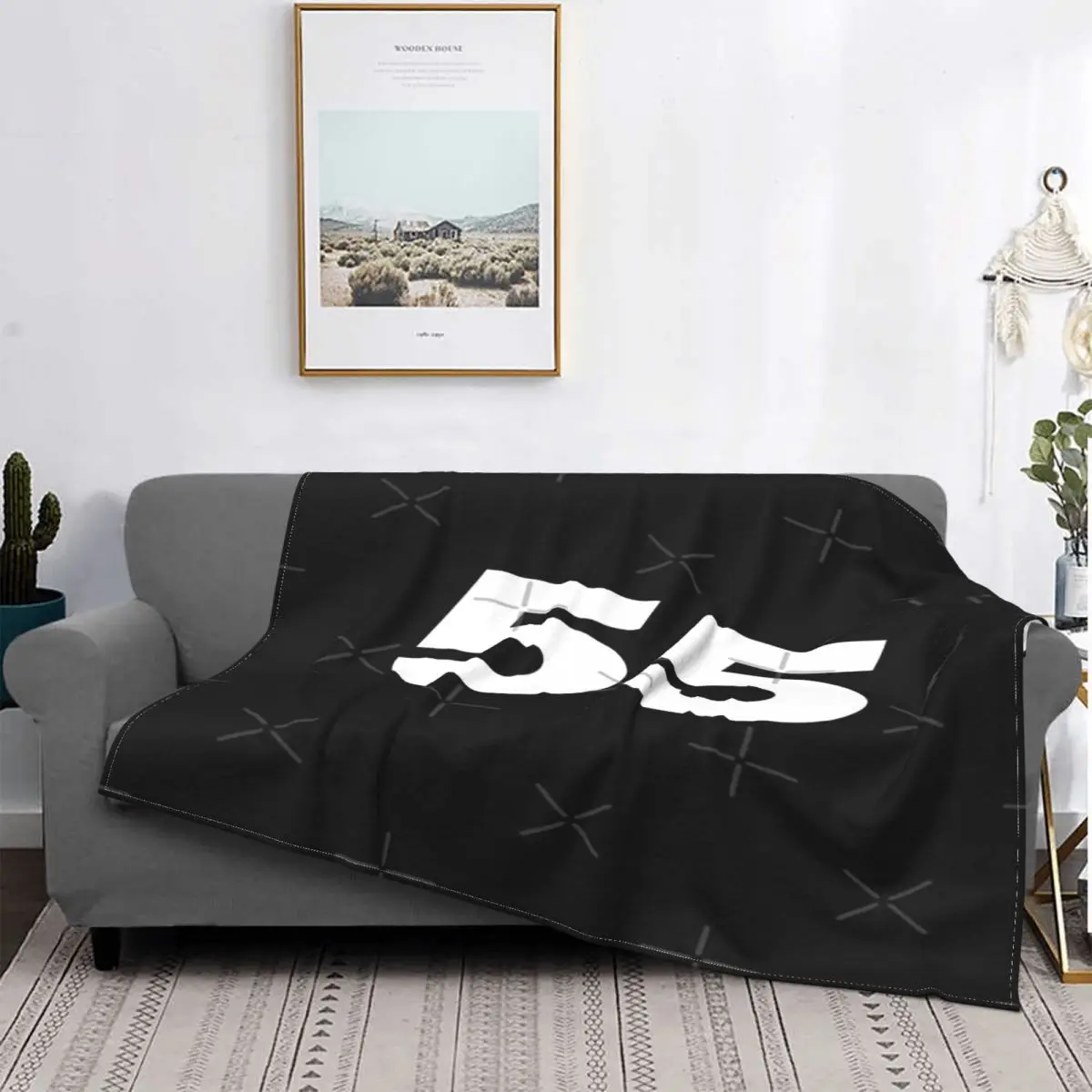 

Manta blanca con número de conductor 55, colcha a cuadros, edredón para cama, manta de muselina, funda para niños