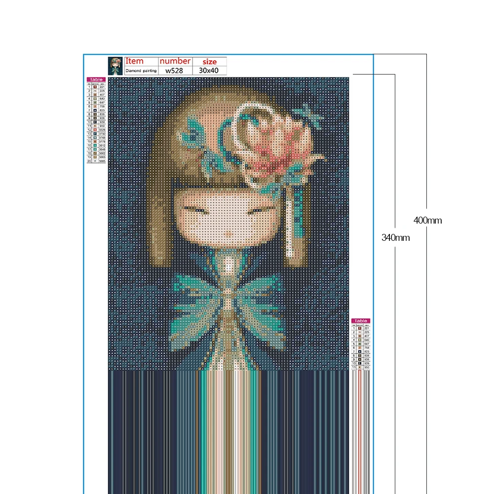 

Japanese Doll Pattern DIY Diamond Painting Creative Handmade Family Background Wall 30*40CM Creative Gift