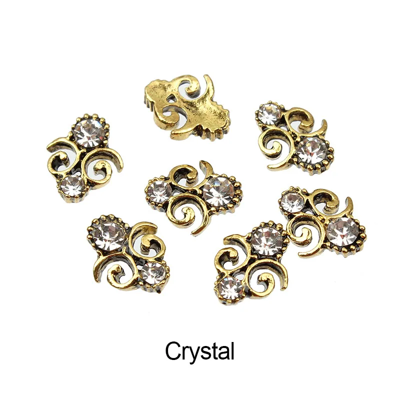 Flower Crystal 20 шт./лот ретро сплав гвозди Шарм хрустальные бриллианты СТРАЗА под камень дизайн ногтей Декор ювелирные изделия аксессуары Стразы - Цвет: Flower Crystal