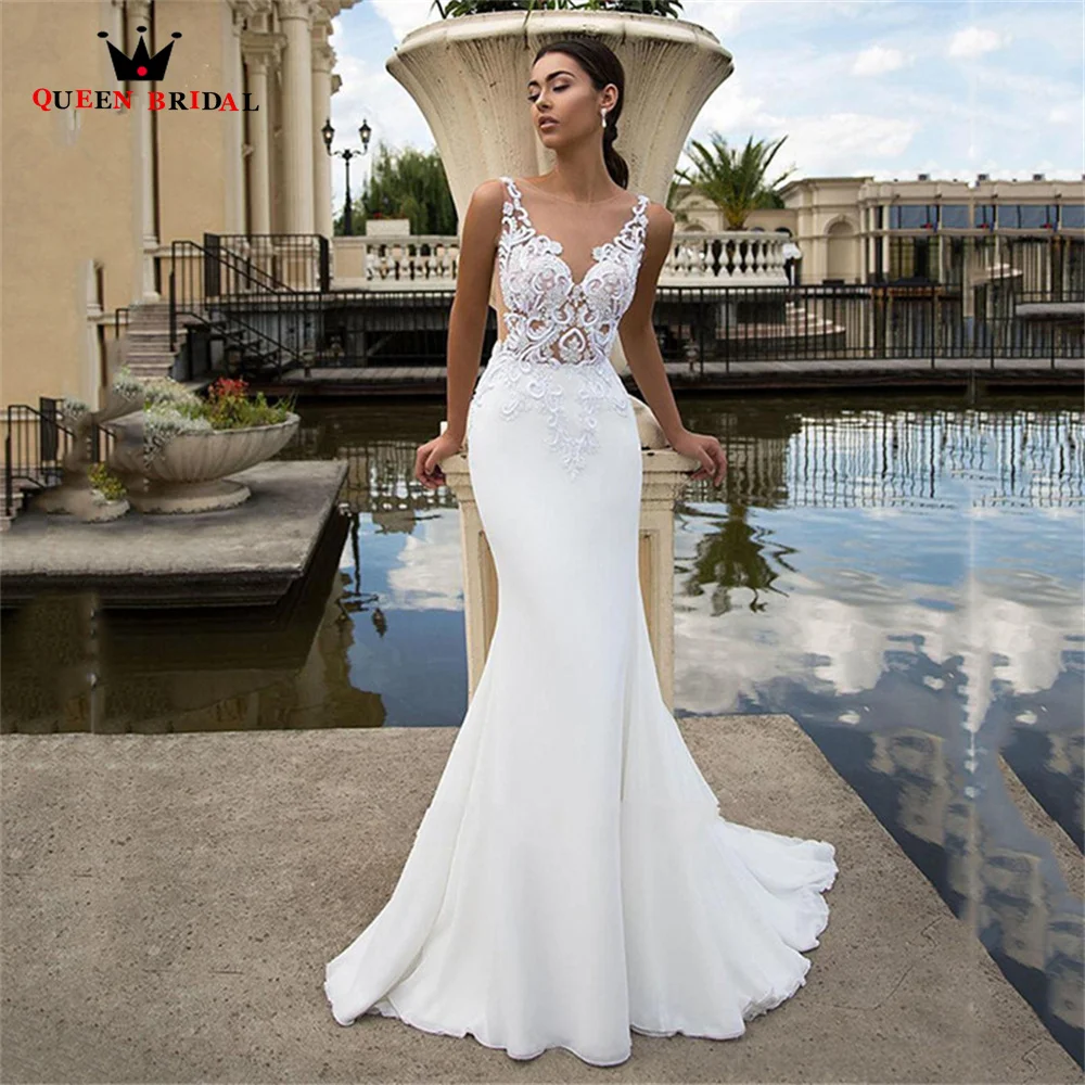 Sereia sexy vestidos de casamento tule organza renda cristal frisado vestido de noiva luxo 2022 novo design feito sob encomenda ds45