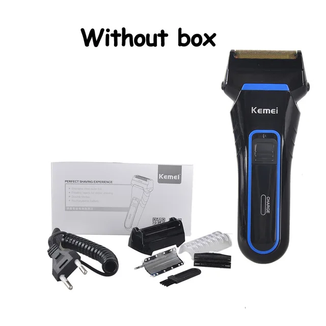 Version2-No box Электробритва Kemei для мужчин, с двумя лезвиями, возвратно-поступательная Беспроводная Бритва, для волос, бороды, USB, перезаряжаемая бритвенная машина, парикмахерский триммер - Цвет: Version2-No box