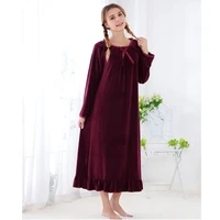 2021 autumn winter womens nightdress cute sweet super soft single sided velvet long princess home service sleepwear sleep tops